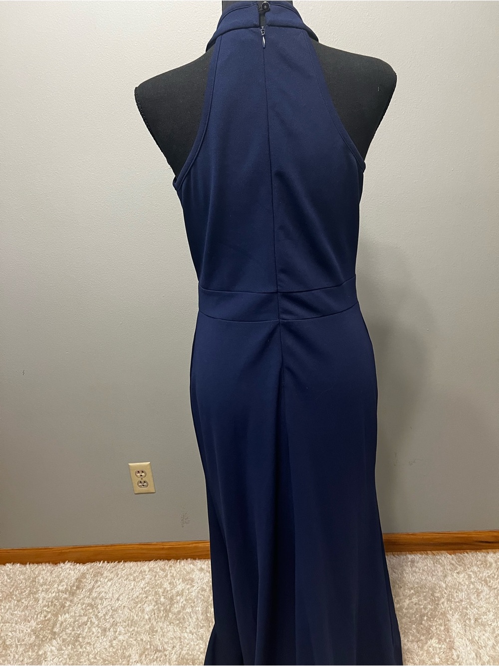 Wolford Navy Backless Halter Evening Gown